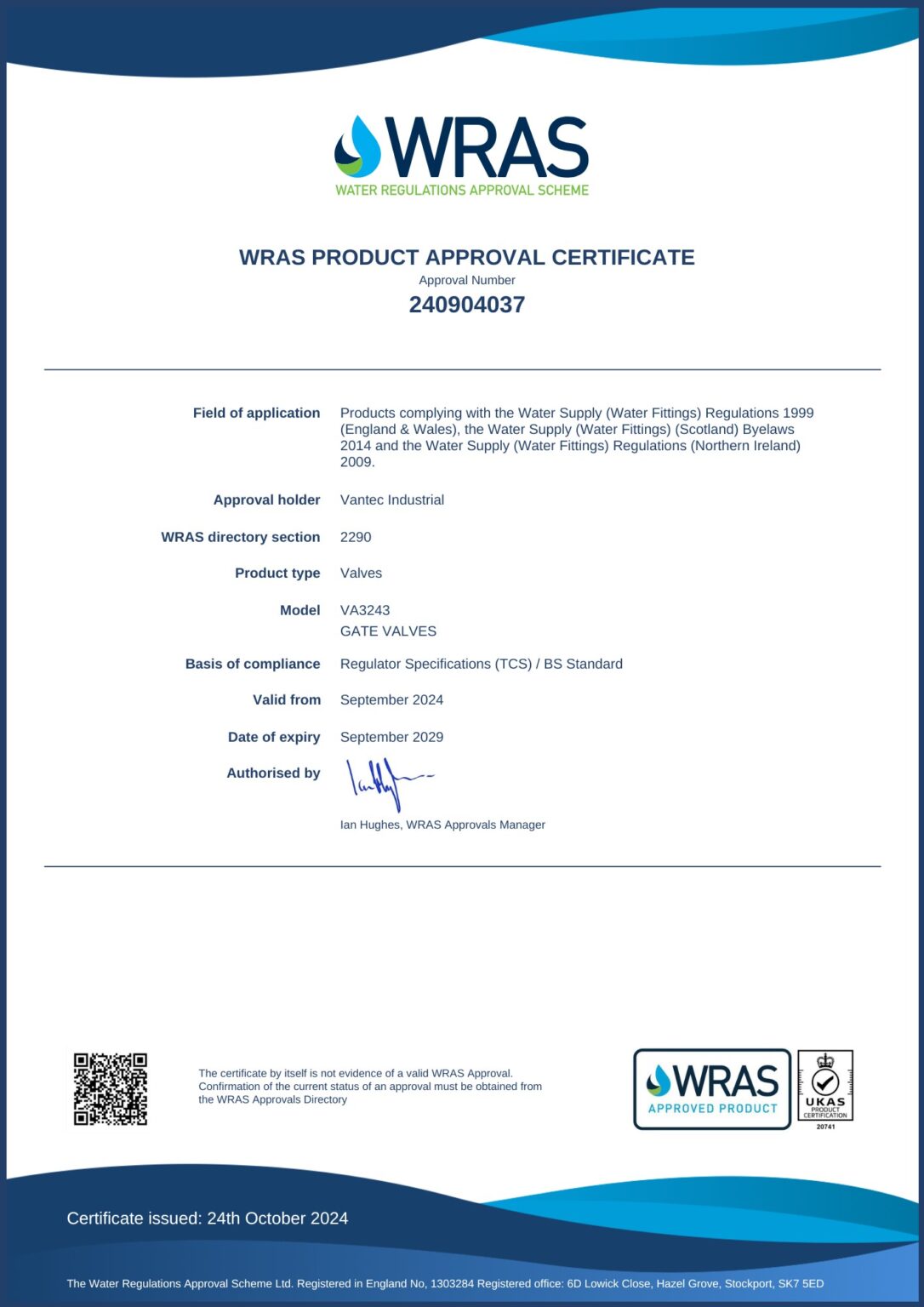 Wras Test WRAS Certificates – Vantec Industrial