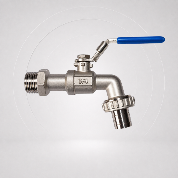 125 DZR BRASS HOSE BIB COCK WITH HOSE UNION - VA502D - Image 1